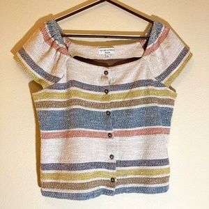Texture and Thread by Madewell striped cotton crop top, Wmns size XL